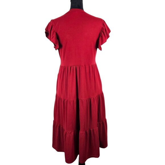 Anrabess Womens Flowy Tiered Boho Red Dress Casual & Comfortable Size Small - Picture 5 of 12